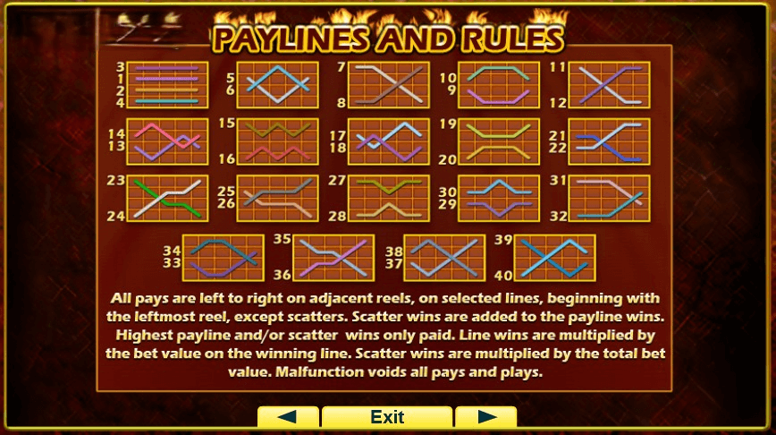 Flaming Hot paylines