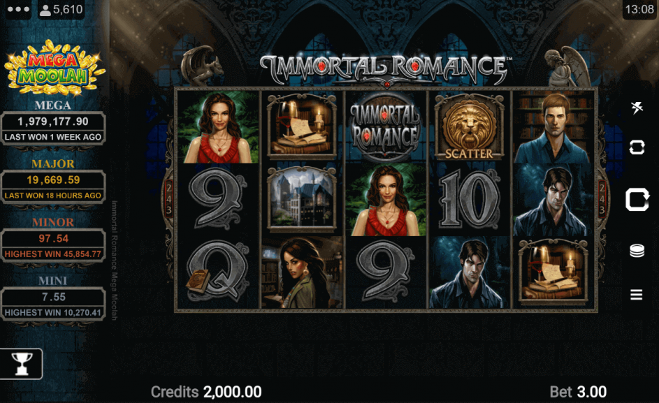 Immortal Romance Mega Moolah Theme & Graphics