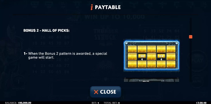 Thunderstruck II Video Bingo Hall of Picks 1